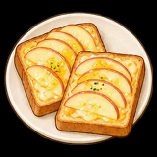 사과치즈토스트 완성 모습 일러스트
