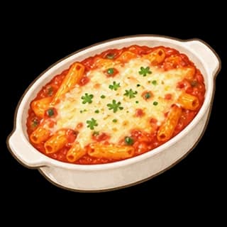 치즈오븐파스타 완성 모습 일러스트