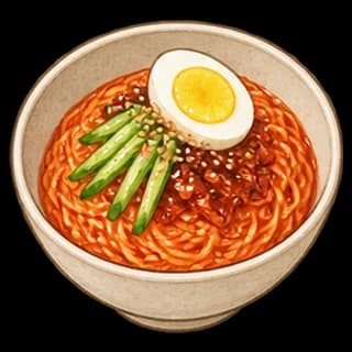 비빔국수 완성 모습 일러스트