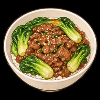 청경채소고기덮밥 완성 모습 일러스트