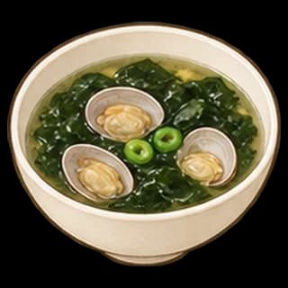 바지락미역국 완성 모습 일러스트