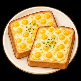 옥수수치즈토스트 완성 모습 일러스트