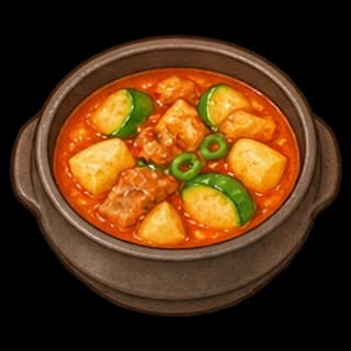 고추장찌개 완성 모습 일러스트