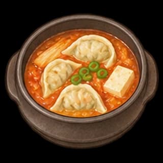 만두김치찌개 완성 모습 일러스트