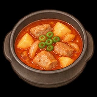 돼지고기감자찌개 완성 모습 일러스트