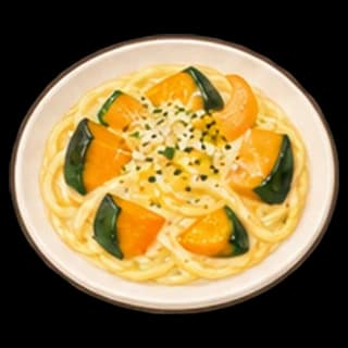 단호박크림파스타 완성 모습 일러스트
