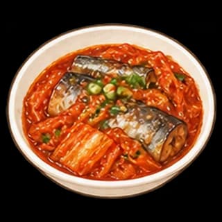 꽁치김치조림 완성 모습 일러스트