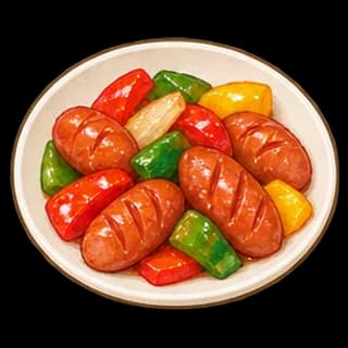 소시지채소볶음 완성 모습 일러스트