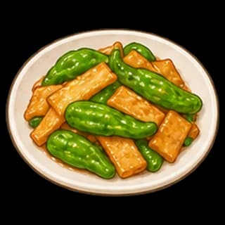 꽈리고추어묵볶음 완성 모습 일러스트