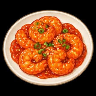 칠리새우 완성 모습 일러스트
