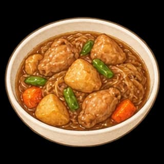 간장찜닭 완성 모습 일러스트