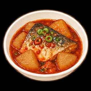 삼치무조림 완성 모습 일러스트