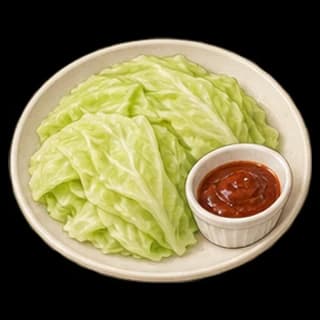 양배추찜과 쌈장 완성 모습 일러스트