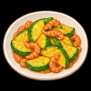 애호박건새우볶음 완성 모습 일러스트