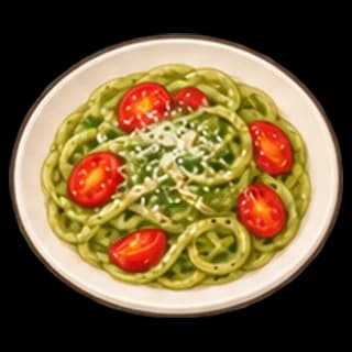 바질페스토파스타 완성 모습 일러스트
