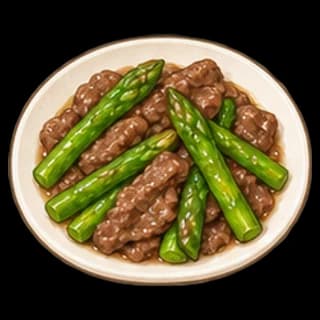 소고기아스파라거스볶음 완성 모습 일러스트