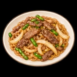 소고기볶음쌀국수 완성 모습 일러스트