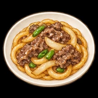 소고기볶음우동 완성 모습 일러스트