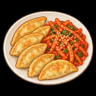 비빔만두 완성 모습 일러스트