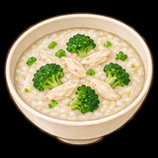 브로콜리닭죽 완성 모습 일러스트