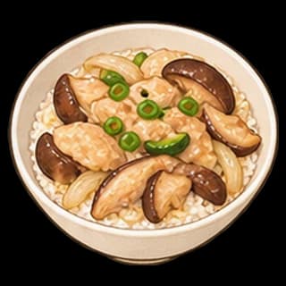 닭고기버섯덮밥 완성 모습 일러스트