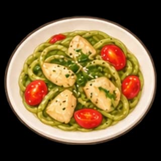 닭고기바질파스타 완성 모습 일러스트