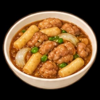 닭고기간장떡볶이 완성 모습 일러스트