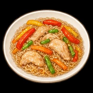 닭고기볶음쌀국수 완성 모습 일러스트