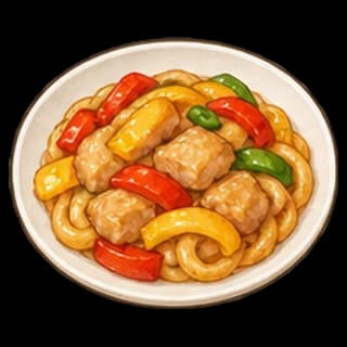 닭고기볶음우동 완성 모습 일러스트