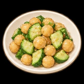 병아리콩오이무침 완성 모습 일러스트