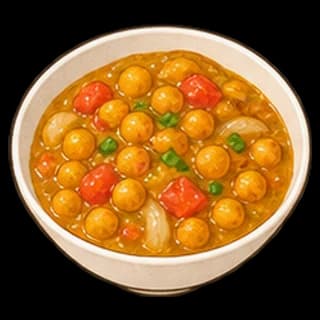 병아리콩카레덮밥 완성 모습 일러스트