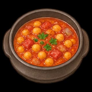 병아리콩토마토스튜 완성 모습 일러스트