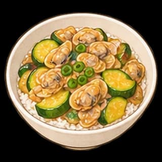 바지락살덮밥 완성 모습 일러스트