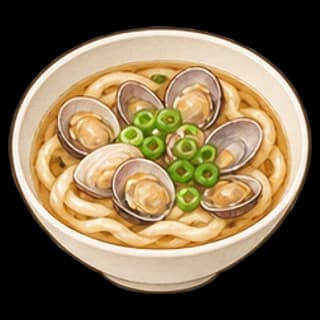 바지락우동 완성 모습 일러스트
