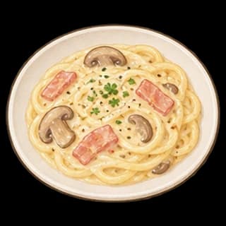 크림파스타 완성 모습 일러스트