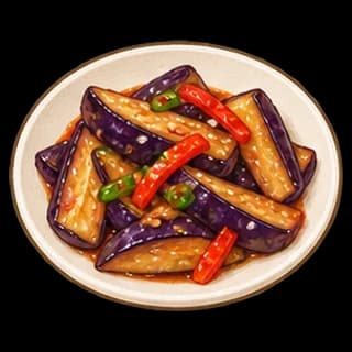 가지볶음 완성 모습 일러스트