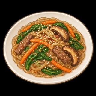 잡채 완성 모습 일러스트