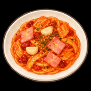 김치베이컨파스타 완성 모습 일러스트