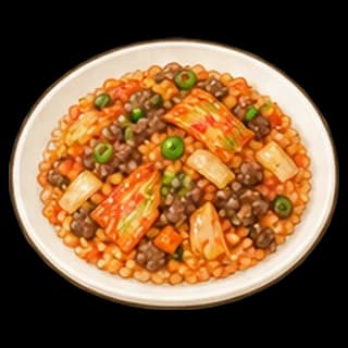 소고기김치볶음밥 완성 모습 일러스트