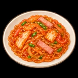 김치당면볶음 완성 모습 일러스트