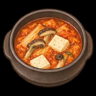 버섯김치찌개 완성 모습 일러스트