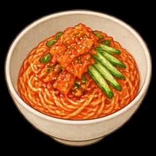 김치비빔국수 완성 모습 일러스트