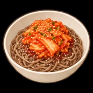 김치비빔메밀국수 완성 모습 일러스트