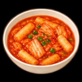 김치떡볶이 완성 모습 일러스트