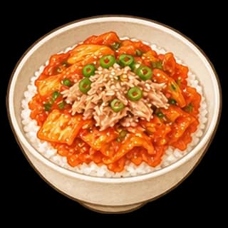 김치참치덮밥 완성 모습 일러스트