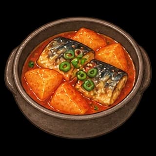 고등어무조림 완성 모습 일러스트