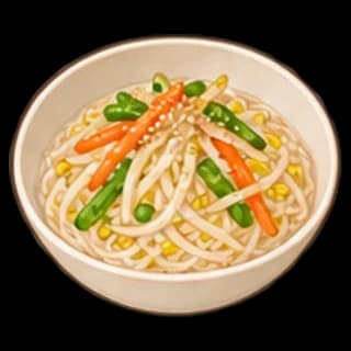 숙주비빔쌀국수 완성 모습 일러스트
