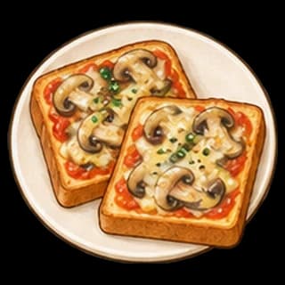 버섯치즈토스트 완성 모습 일러스트