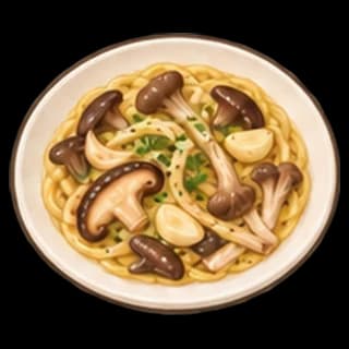 버섯오일파스타 완성 모습 일러스트