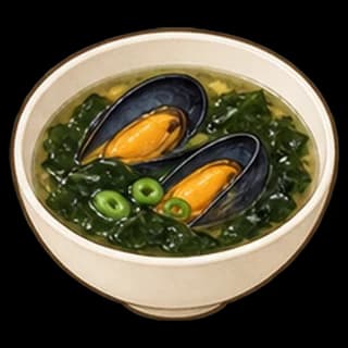 홍합미역국 완성 모습 일러스트